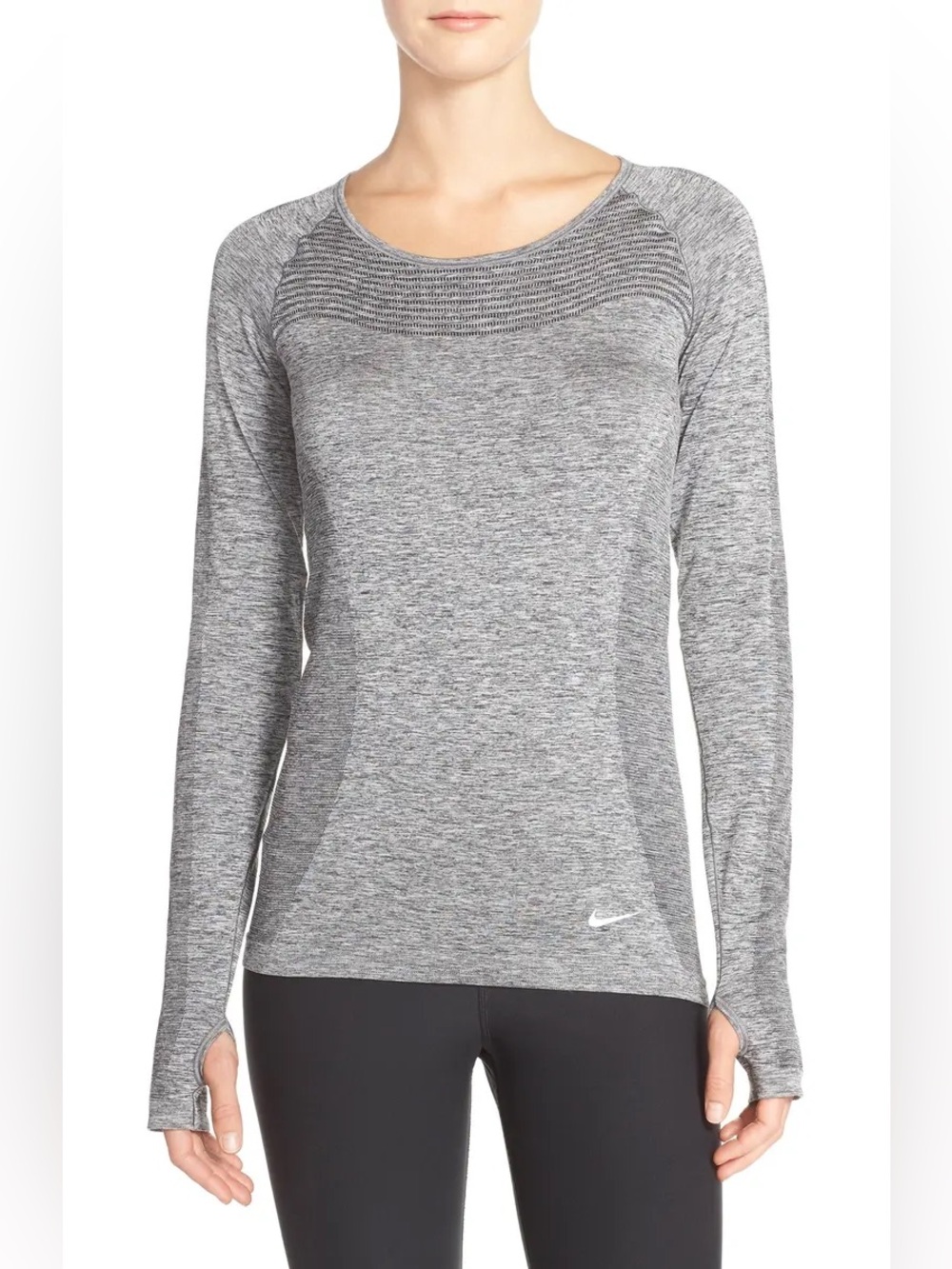 Nike Dri-FIT Seamless Long Sleeve Running Top Gray Large
